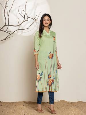 green silk blend digital print kurta 5