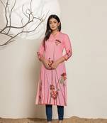  pink silk blend digital print kurta