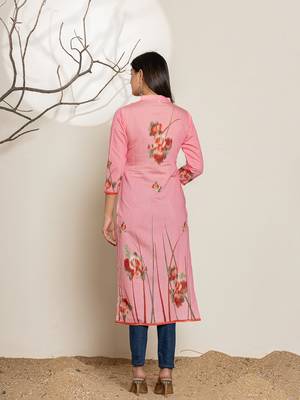  pink silk blend digital print kurta 3