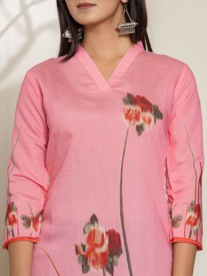  pink silk blend digital print kurta 4
