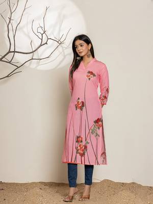  pink silk blend digital print kurta 5