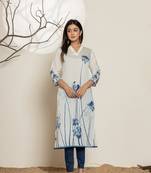  white silk blend digital print kurta