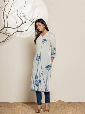  white silk blend digital print kurta 2