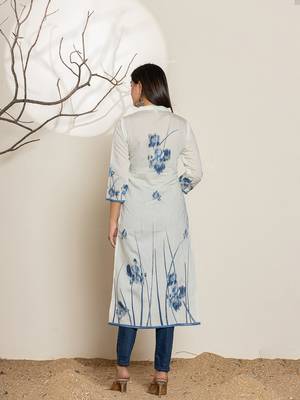  white silk blend digital print kurta 3