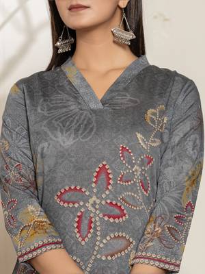  grey silk blend digital print kurta 4