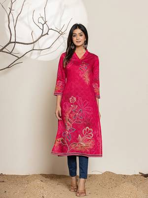  silk blend pink digital print kurta 1