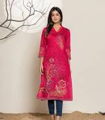  silk blend pink digital print kurta