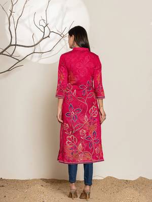  silk blend pink digital print kurta 3