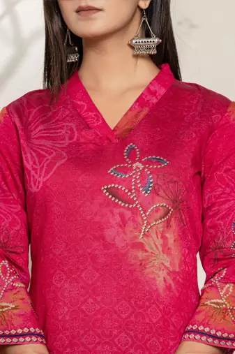  silk blend pink digital print kurta
