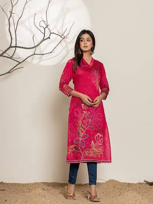  silk blend pink digital print kurta 5