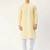 Men yellow printed cotton kurta pajama