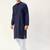 Men blue solid cotton kurta pajama