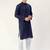 Men blue solid cotton kurta pajama