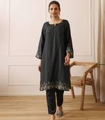 Castleton green gold printed kurta set