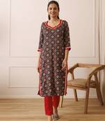 Black red patola printed kurta set