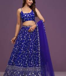 Royal Blue Sequins Embroidered Lehenga Choli With Dupatta