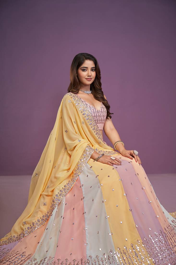Amazing Multi Georgette Embroidered Lehenga Choli For Women 
