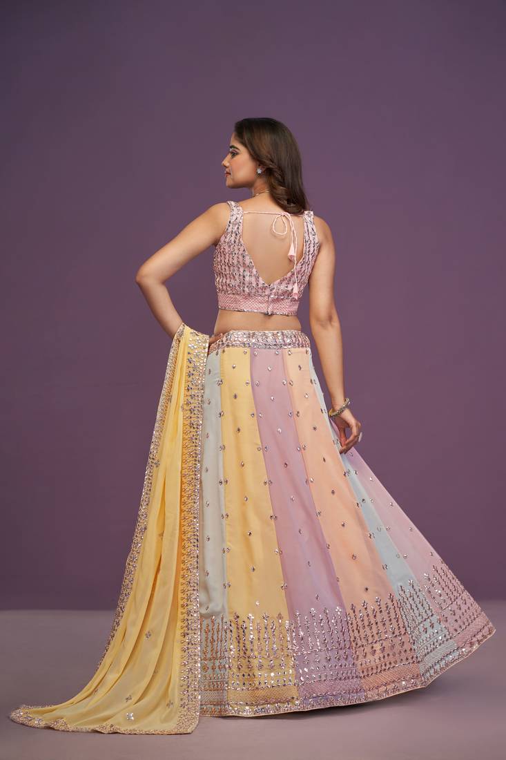 Amazing Multi Georgette Embroidered Lehenga Choli For Women 