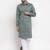 Men green woven blended cotton kurta pajama