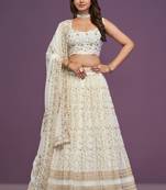 Beautiful White Sequins Embroidery Work Lehenga Choli With Dupatta 
