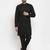 Men black solid blended cotton kurta pajama
