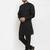 Men black solid blended cotton kurta pajama