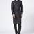 Men black solid blended cotton kurta pajama