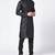 Men black solid blended cotton kurta pajama