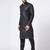 Men black solid blended cotton kurta pajama
