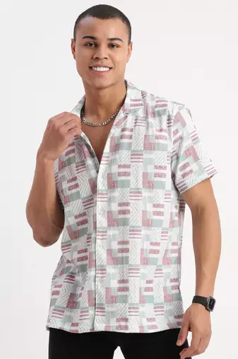 men's short sleeves abstract multi shirt