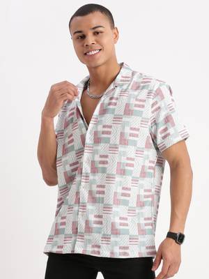 men's short sleeves abstract multi shirt 3