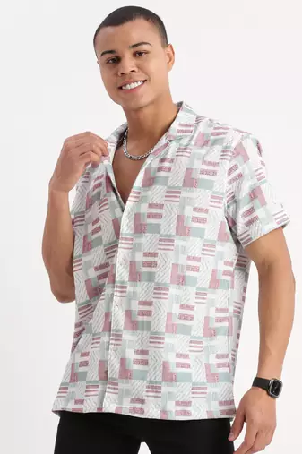 men's short sleeves abstract multi shirt