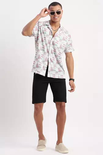 men's short sleeves abstract multi shirt