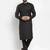 Men black solid blended cotton kurta pajama