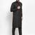 Men black solid blended cotton kurta pajama