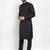 Men black solid blended cotton kurta pajama