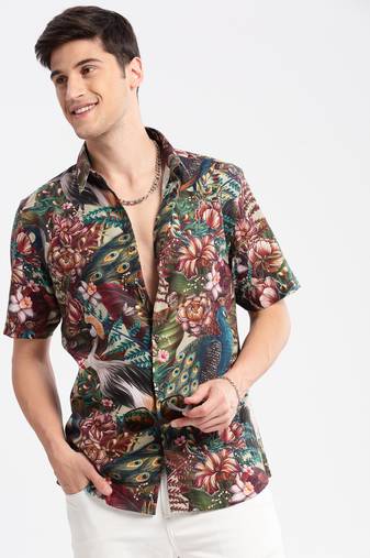 men's short sleeves floral multi shirt