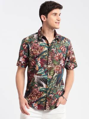 men's short sleeves floral multi shirt 2