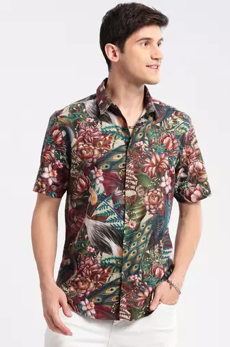 men's short sleeves floral multi shirt