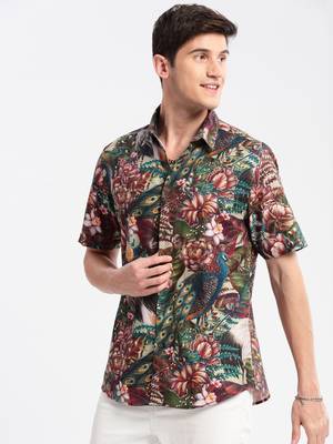 men's short sleeves floral multi shirt 3