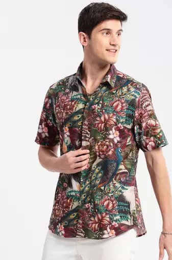 men's short sleeves floral multi shirt