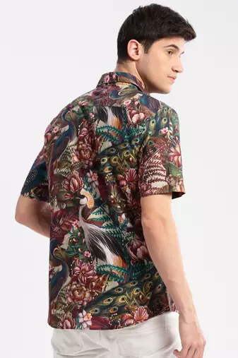 men's short sleeves floral multi shirt