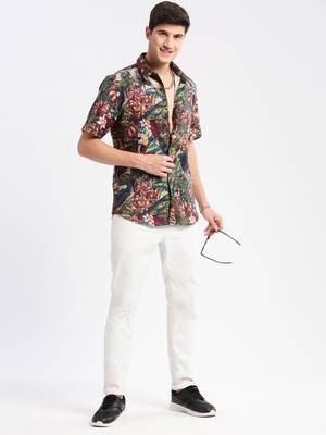 men's short sleeves floral multi shirt 5