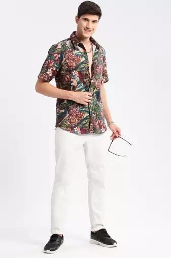 men's short sleeves floral multi shirt