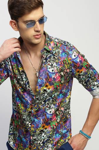men's long sleeves abstract multi shirt