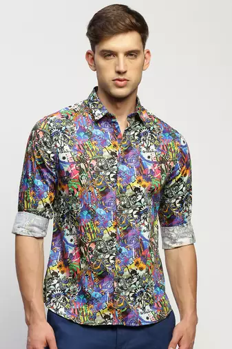 men's long sleeves abstract multi shirt