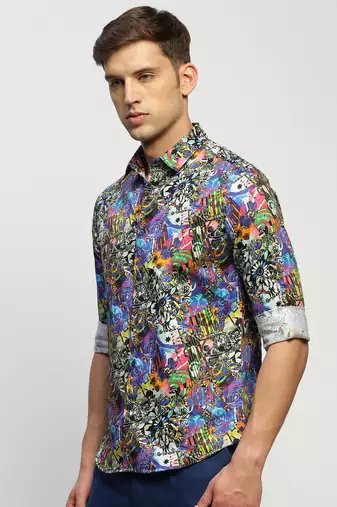 men's long sleeves abstract multi shirt