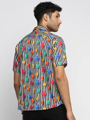 men's short sleeves vertical stripes multi shirt 4