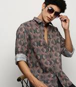 men's long sleeves geometric multi shirt