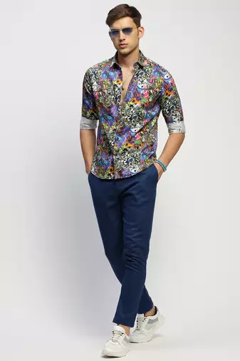 men's long sleeves abstract multi shirt